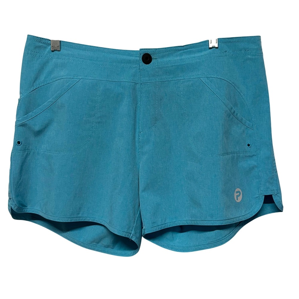 Pelagic Womens Fishing Shorts Teal Blue Performance Stretch Size 12 Pockets